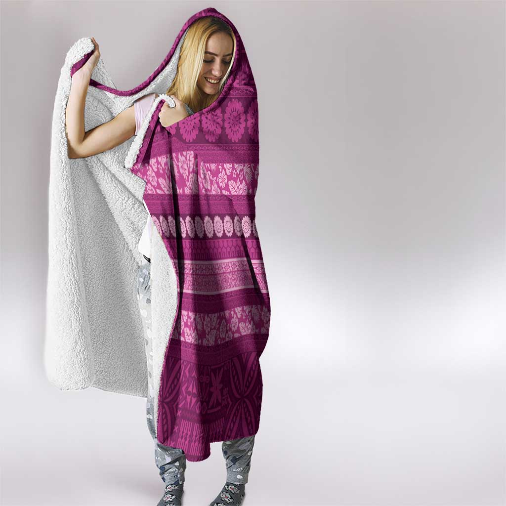 Fiji Marau na Kerisimasi Hooded Blanket Pink Tapa Masi Inspired Christmas LT9 - Polynesian Pride