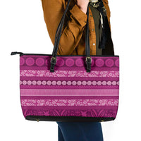 Fiji Marau na Kerisimasi Leather Tote Bag Pink Tapa Masi Inspired Christmas LT9 - Polynesian Pride