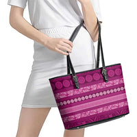 Fiji Marau na Kerisimasi Leather Tote Bag Pink Tapa Masi Inspired Christmas LT9 - Polynesian Pride