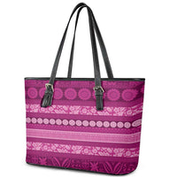 Fiji Marau na Kerisimasi Leather Tote Bag Pink Tapa Masi Inspired Christmas LT9 - Polynesian Pride