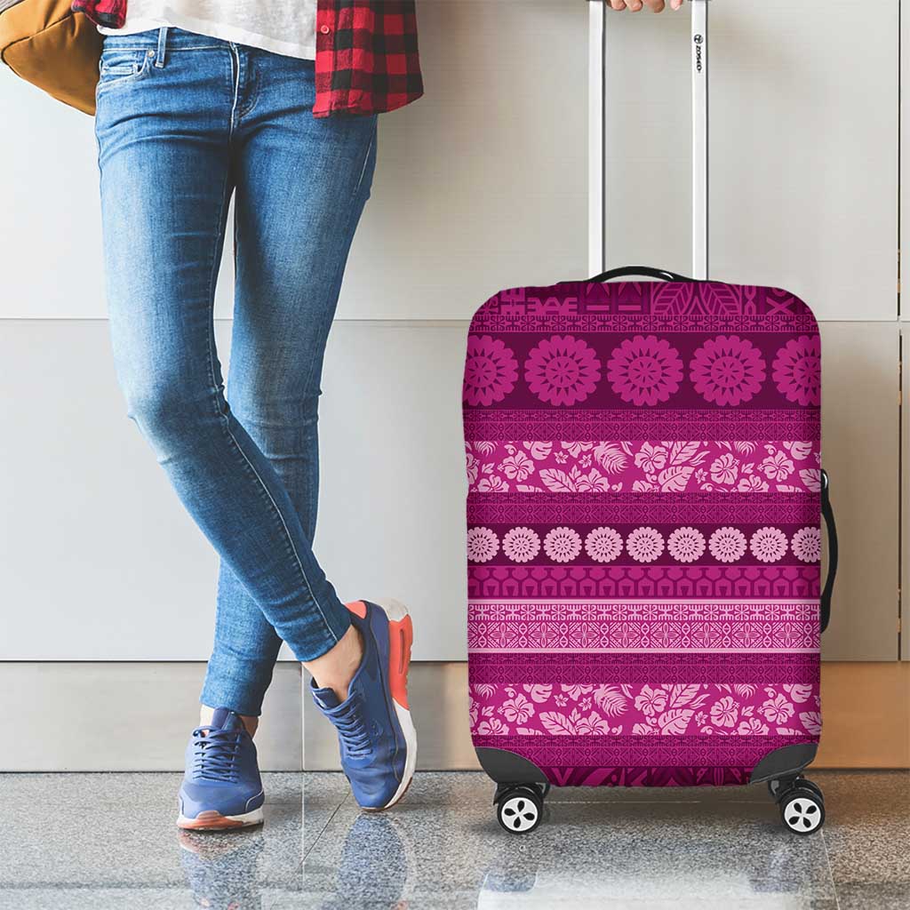 Fiji Marau na Kerisimasi Luggage Cover Pink Tapa Masi Inspired Christmas - Polynesian Pride