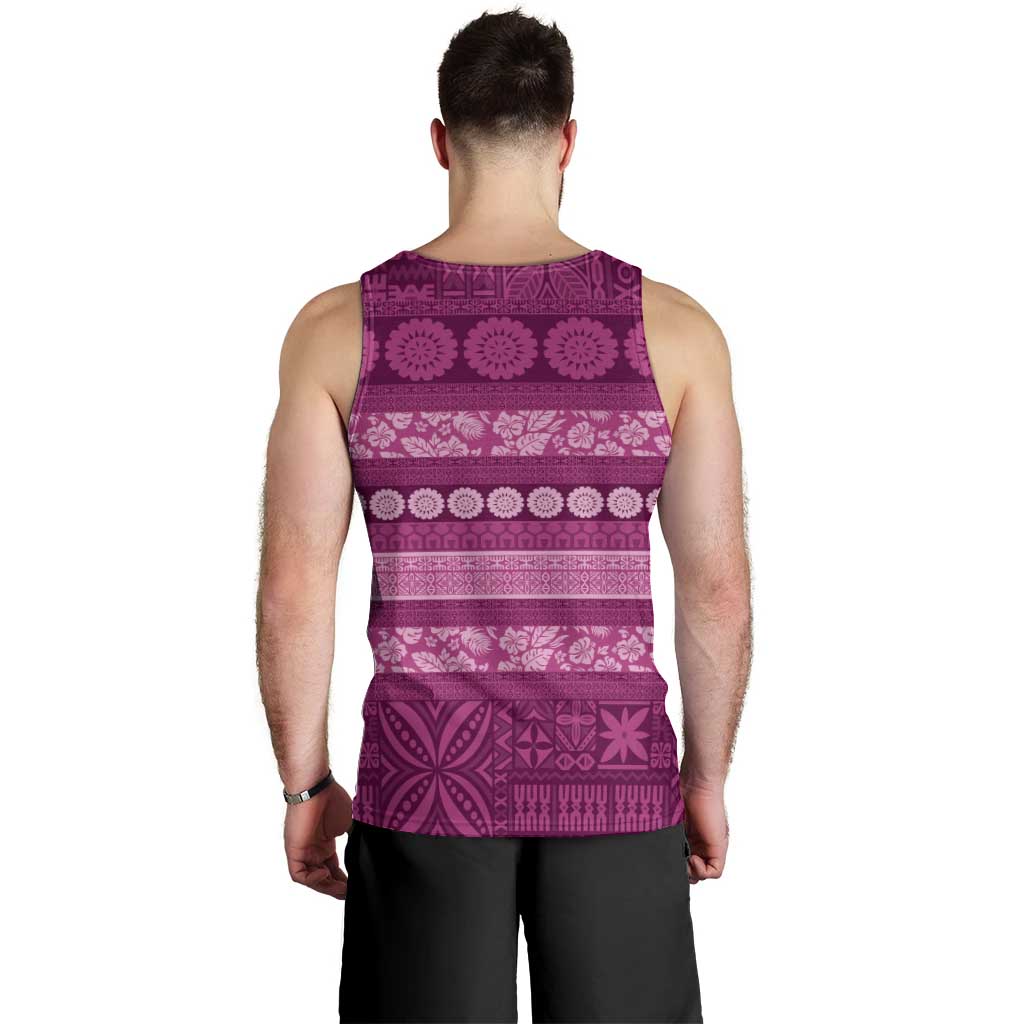 Fiji Marau na Kerisimasi Men Tank Top Pink Tapa Masi Inspired Christmas LT9 - Polynesian Pride