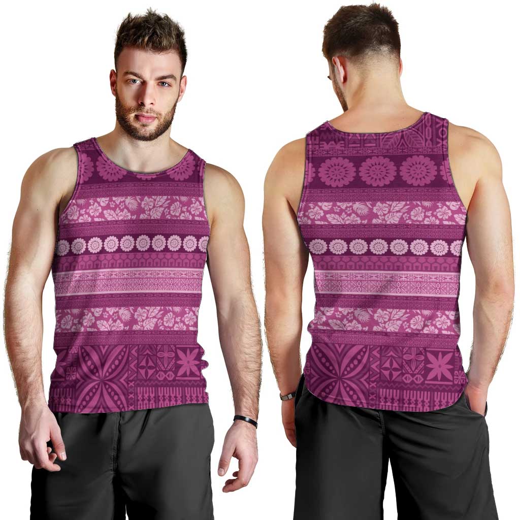 Fiji Marau na Kerisimasi Men Tank Top Pink Tapa Masi Inspired Christmas LT9 - Polynesian Pride