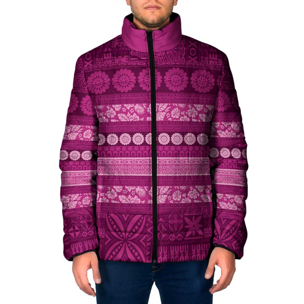 Fiji Marau na Kerisimasi Padded Jacket Pink Tapa Masi Inspired Christmas LT9 Men Pink - Polynesian Pride