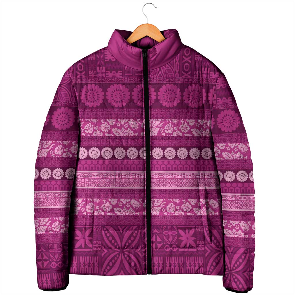 Fiji Marau na Kerisimasi Padded Jacket Pink Tapa Masi Inspired Christmas LT9 - Polynesian Pride
