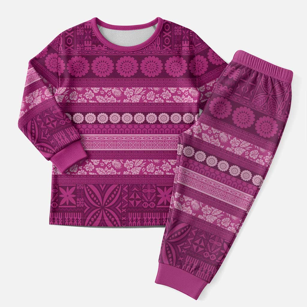 Fiji Marau na Kerisimasi Christmas Pajama Set Pink Tapa Masi Inspired Christmas LT9 Men Pink - Polynesian Pride