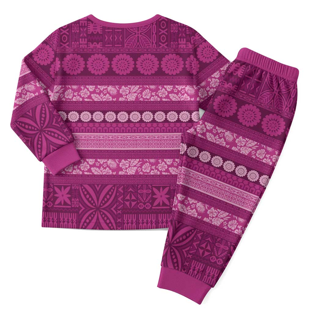 Fiji Marau na Kerisimasi Christmas Pajama Set Pink Tapa Masi Inspired Christmas LT9 - Polynesian Pride