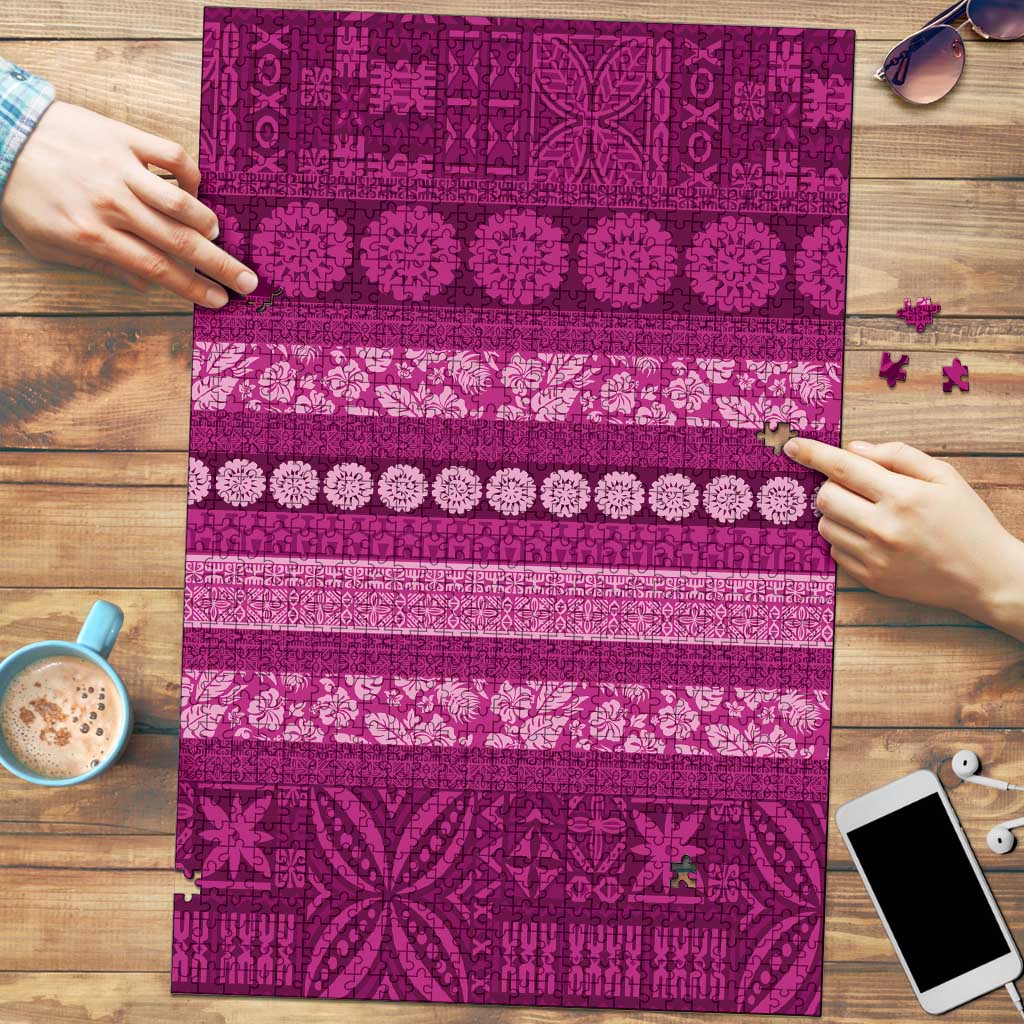 Fiji Marau na Kerisimasi Puzzle Pink Tapa Masi Inspired Christmas LT9 Pink - Polynesian Pride