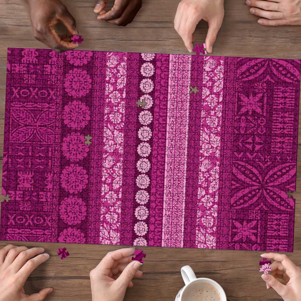 Fiji Marau na Kerisimasi Puzzle Pink Tapa Masi Inspired Christmas LT9 - Polynesian Pride