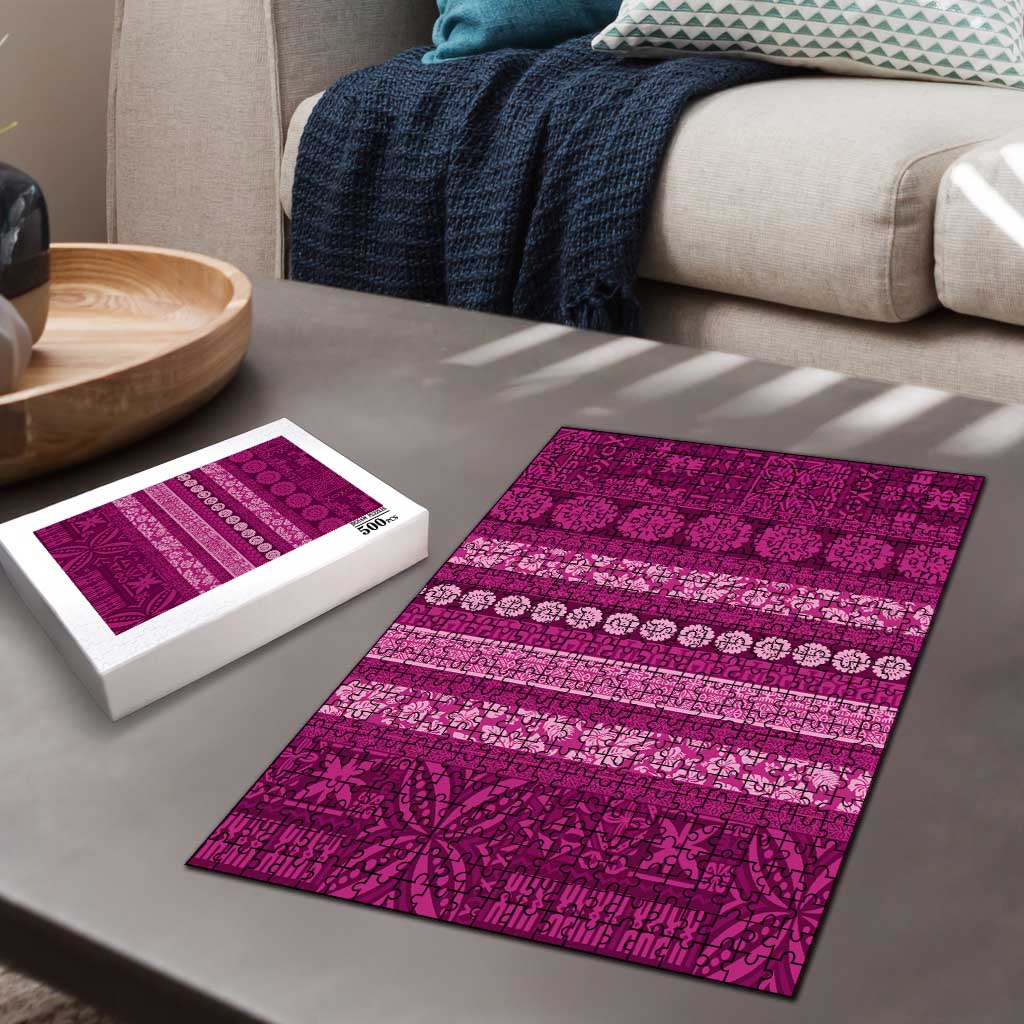 Fiji Marau na Kerisimasi Puzzle Pink Tapa Masi Inspired Christmas LT9 - Polynesian Pride