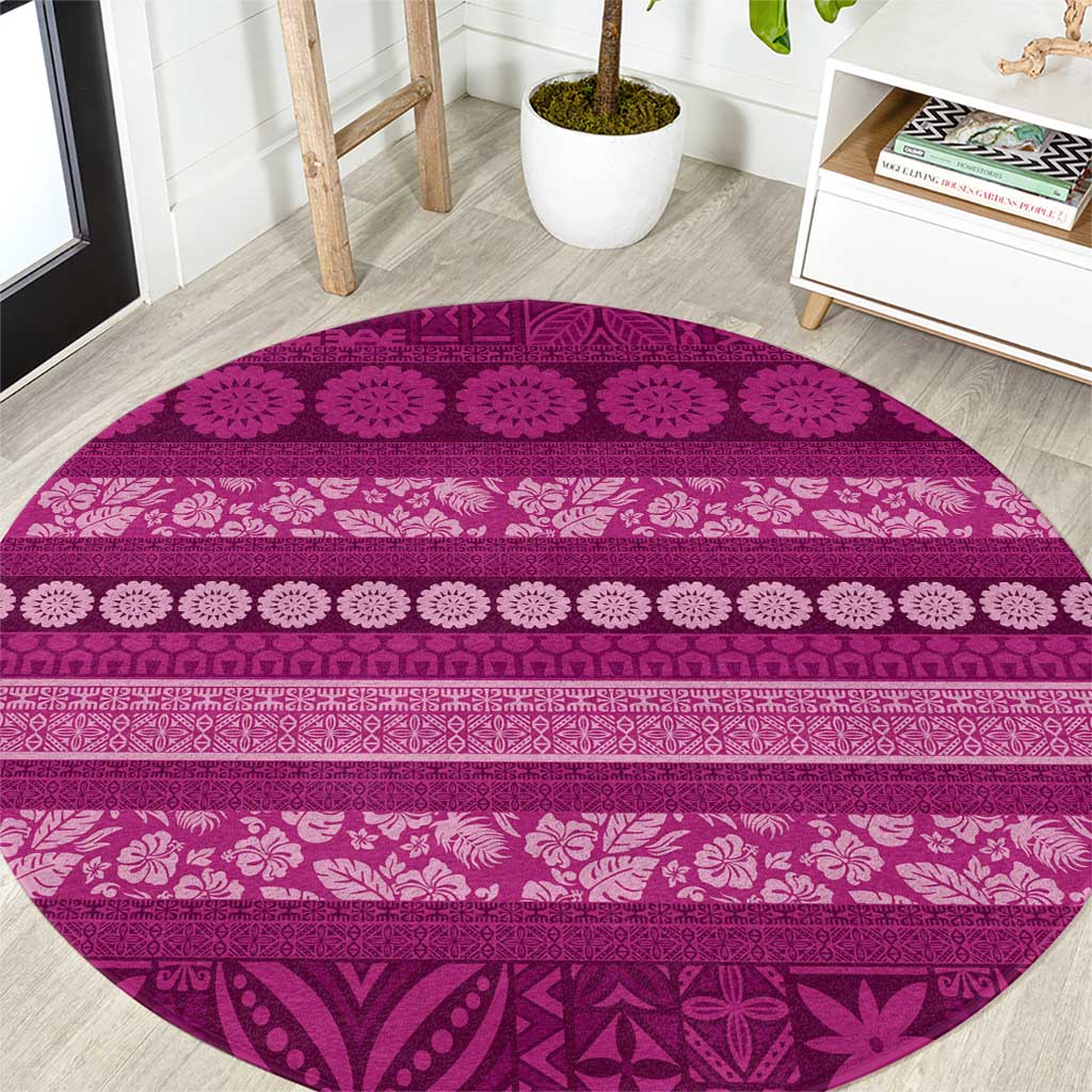 Fiji Marau na Kerisimasi Round Carpet Pink Tapa Masi Inspired Christmas - Polynesian Pride