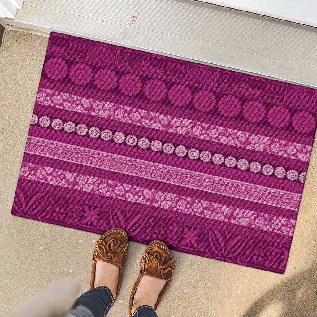 Fiji Marau na Kerisimasi Rubber Doormat Pink Tapa Masi Inspired Christmas LT9 - Polynesian Pride