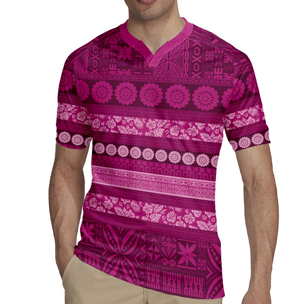 Fiji Marau na Kerisimasi Rugby Jersey Pink Tapa Masi Inspired Christmas - Polynesian Pride