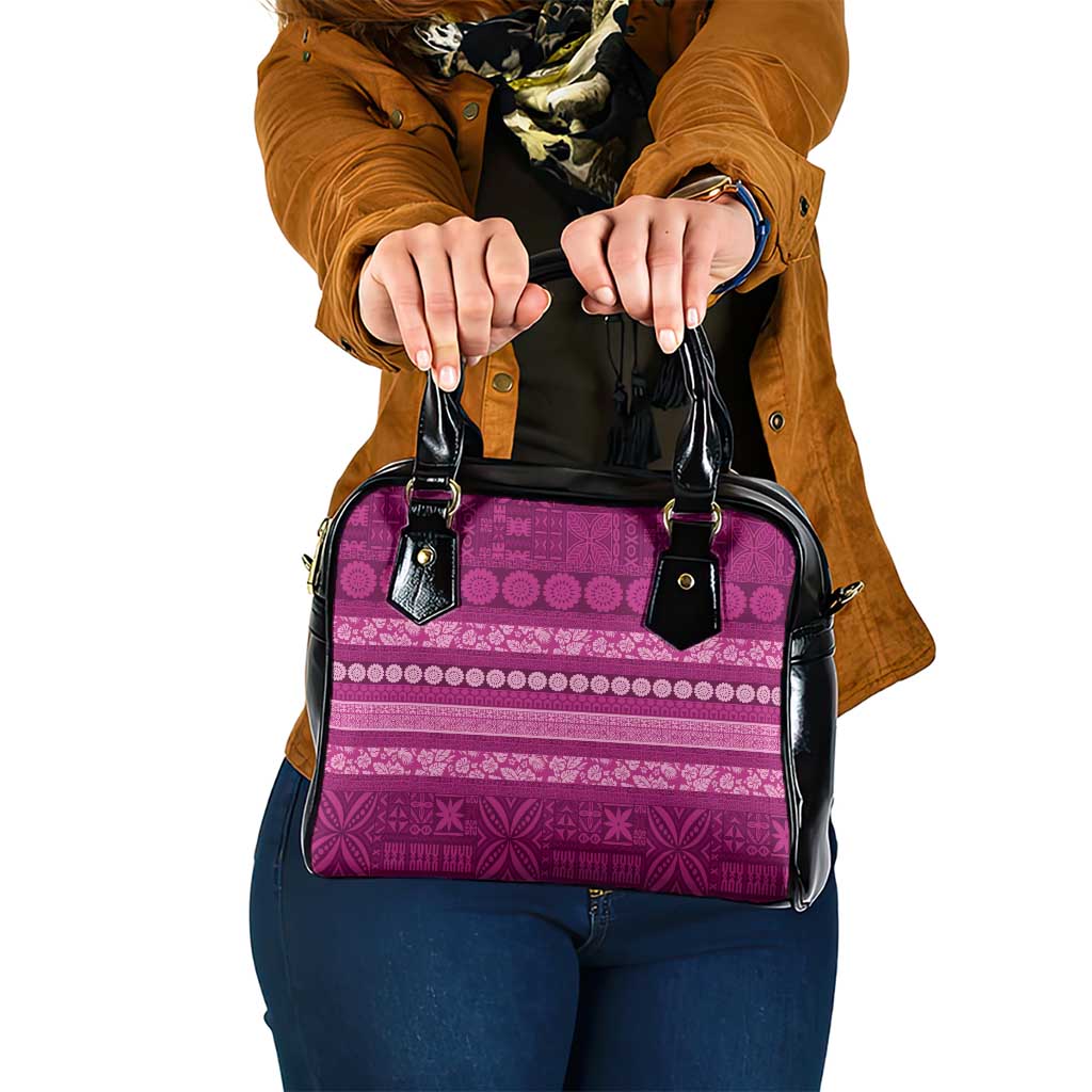 Fiji Marau na Kerisimasi Shoulder Handbag Pink Tapa Masi Inspired Christmas LT9 One Size Pink - Polynesian Pride