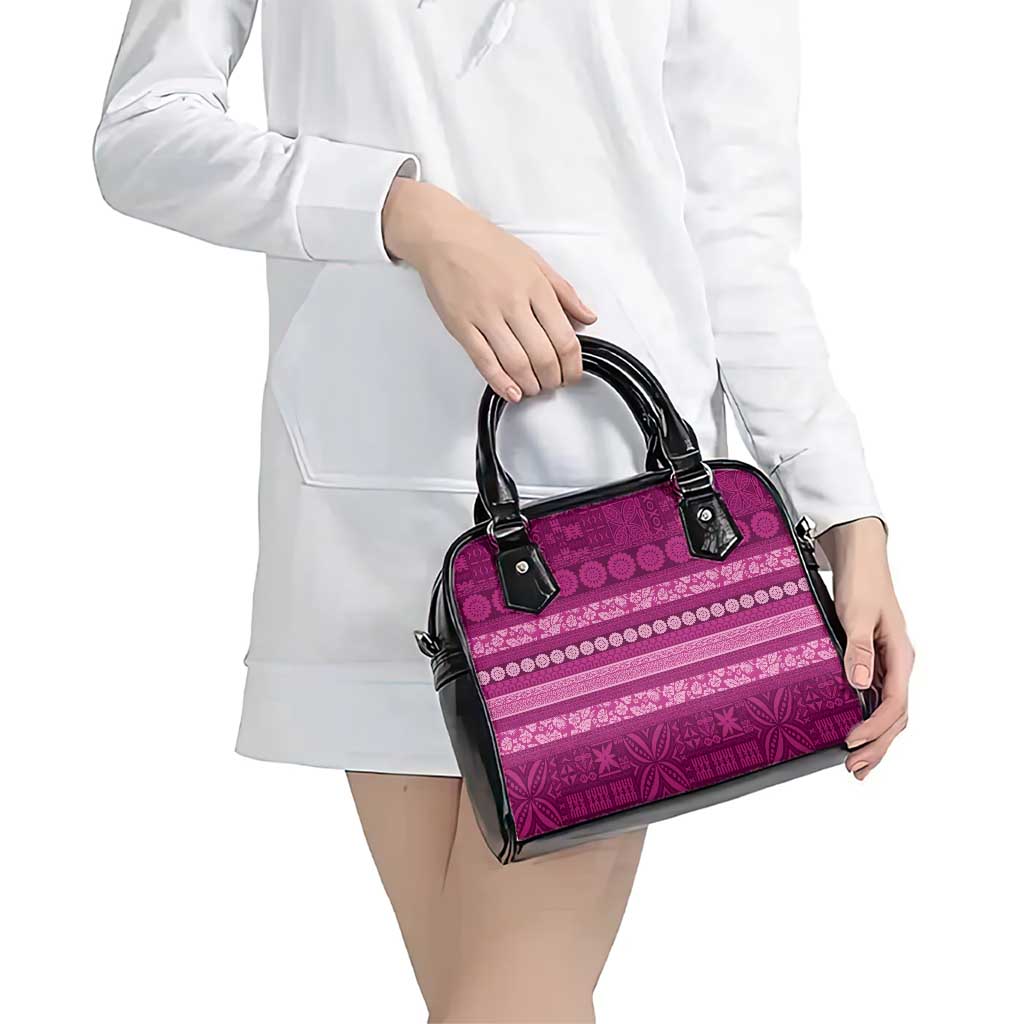 Fiji Marau na Kerisimasi Shoulder Handbag Pink Tapa Masi Inspired Christmas LT9 - Polynesian Pride