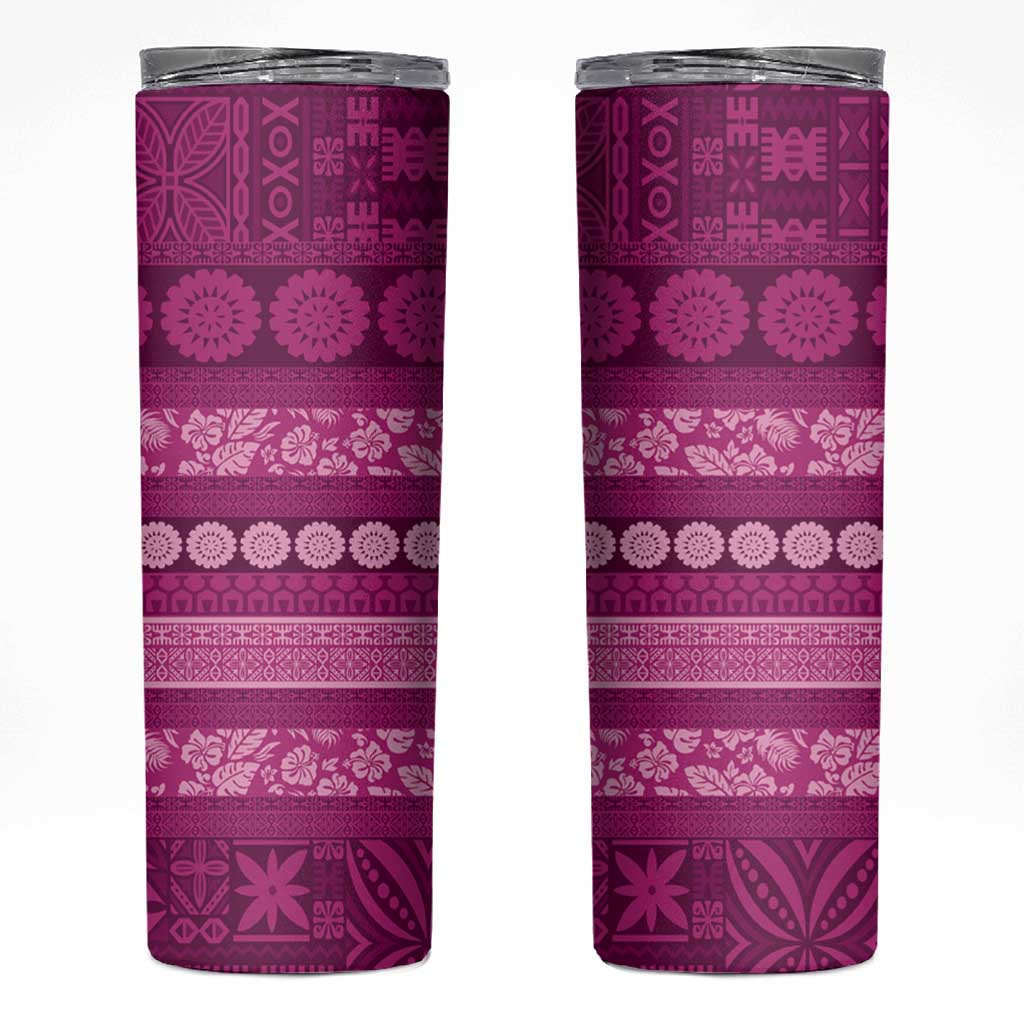 Fiji Marau na Kerisimasi Skinny Tumbler Pink Tapa Masi Inspired Christmas - Polynesian Pride