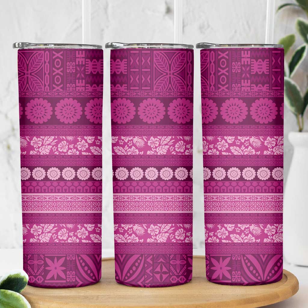 Fiji Marau na Kerisimasi Skinny Tumbler Pink Tapa Masi Inspired Christmas - Polynesian Pride