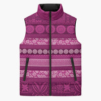 Fiji Marau na Kerisimasi Sleeveless Puffer Jacket Pink Tapa Masi Inspired Christmas LT9 Unisex Pink - Polynesian Pride