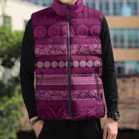 Fiji Marau na Kerisimasi Sleeveless Puffer Jacket Pink Tapa Masi Inspired Christmas LT9 - Polynesian Pride
