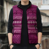 Fiji Marau na Kerisimasi Sleeveless Puffer Jacket Pink Tapa Masi Inspired Christmas LT9 - Polynesian Pride