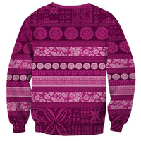 Fiji Marau na Kerisimasi Sweatshirt Pink Tapa Masi Inspired Christmas LT9 - Polynesian Pride