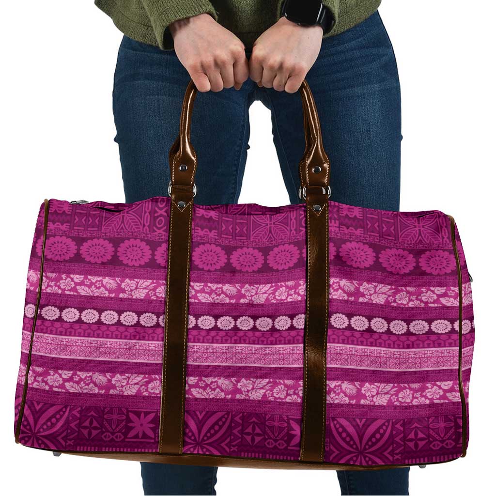 Fiji Marau na Kerisimasi Travel Bag Pink Tapa Masi Inspired Christmas LT9 Pink - Polynesian Pride