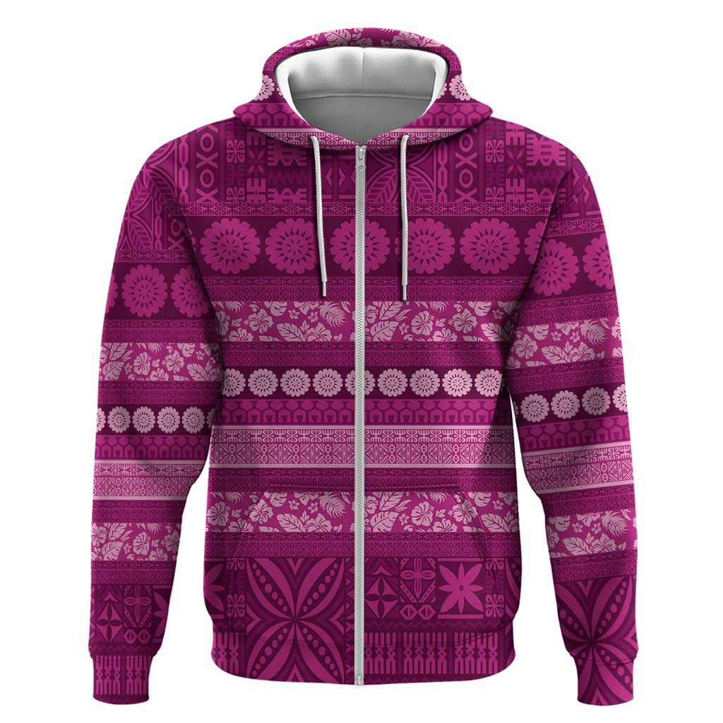 Fiji Marau na Kerisimasi Zip Hoodie Pink Tapa Masi Inspired Christmas LT9 Zip Hoodie Pink - Polynesian Pride