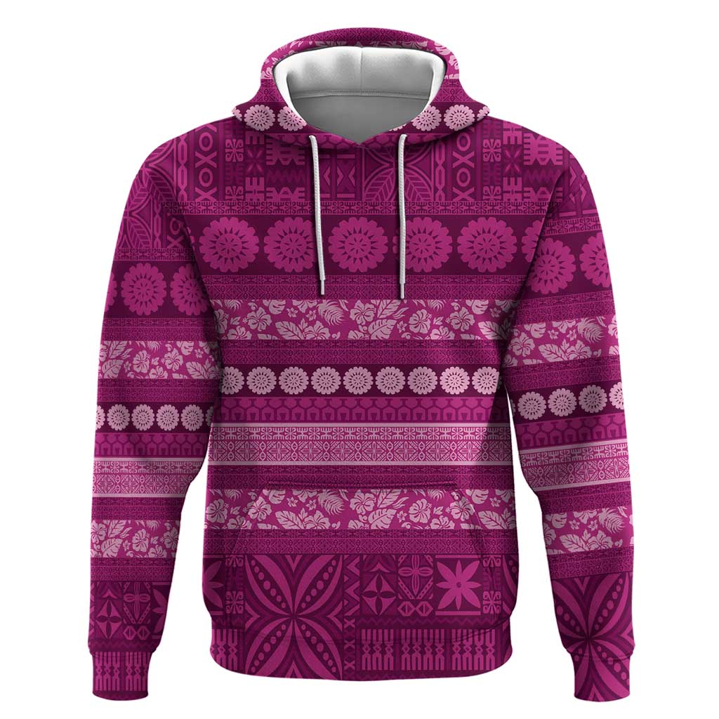 Fiji Marau na Kerisimasi Zip Hoodie Pink Tapa Masi Inspired Christmas LT9 Pullover Hoodie Pink - Polynesian Pride