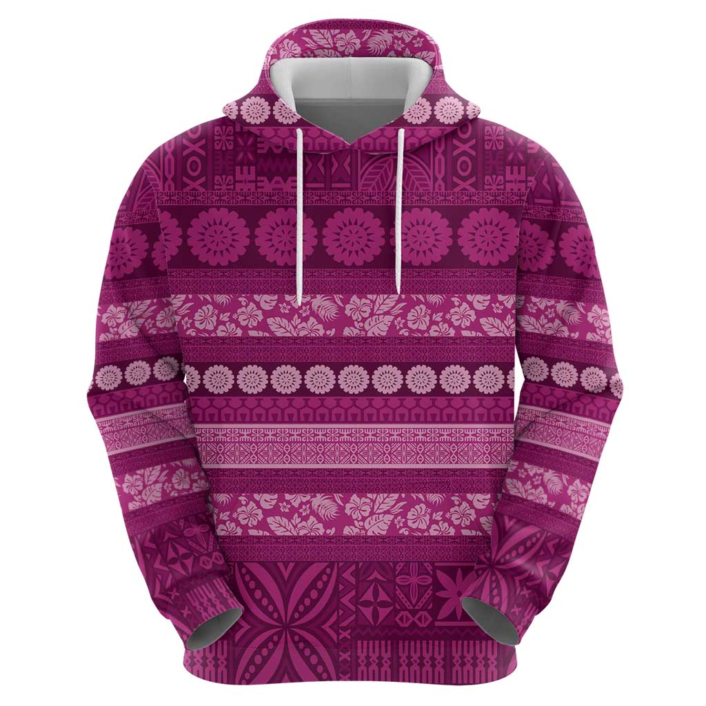 Fiji Marau na Kerisimasi Zip Hoodie Pink Tapa Masi Inspired Christmas LT9 - Polynesian Pride
