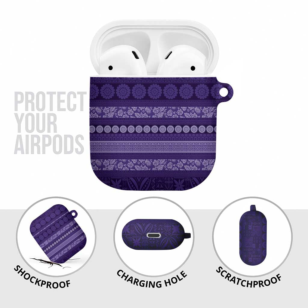 Fiji Marau na Kerisimasi AirPods Case Purple Tapa Masi Inspired Christmas LT9 - Polynesian Pride