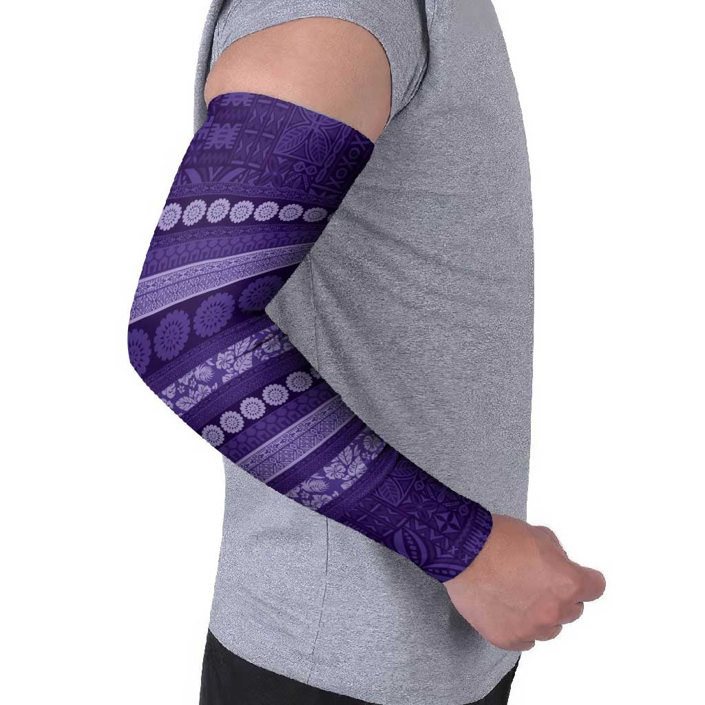 Fiji Marau na Kerisimasi Arm Sleeves Purple Tapa Masi Inspired Christmas LT9 - Polynesian Pride