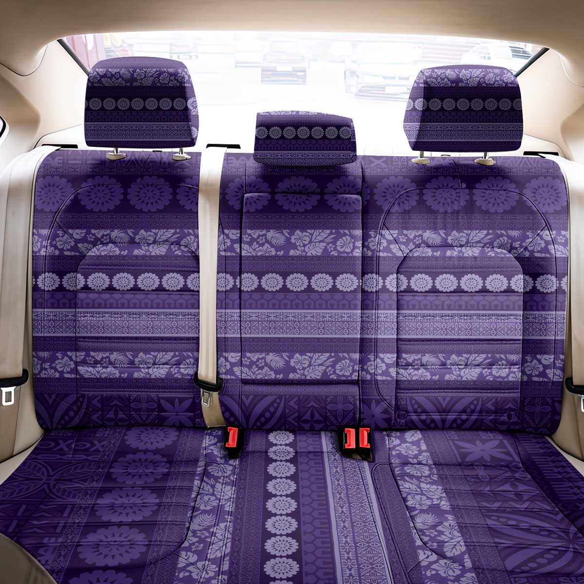 Fiji Marau na Kerisimasi Back Car Seat Cover Purple Tapa Masi Inspired Christmas - Polynesian Pride