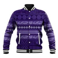 Fiji Marau na Kerisimasi Baseball Jacket Purple Tapa Masi Inspired Christmas LT9 Unisex Purple - Polynesian Pride