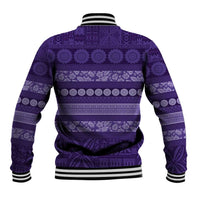 Fiji Marau na Kerisimasi Baseball Jacket Purple Tapa Masi Inspired Christmas LT9 - Polynesian Pride