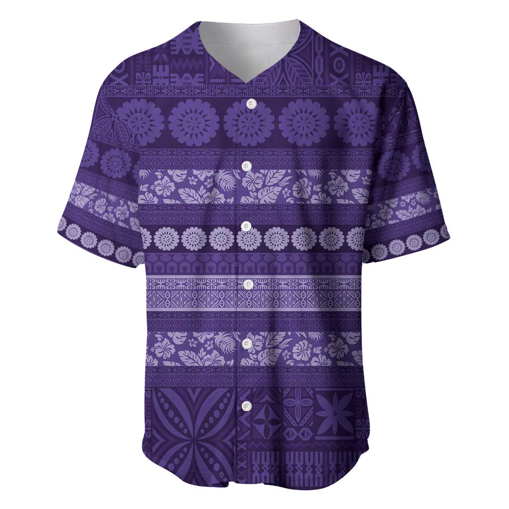 Fiji Marau na Kerisimasi Baseball Jersey Purple Tapa Masi Inspired Christmas - Polynesian Pride
