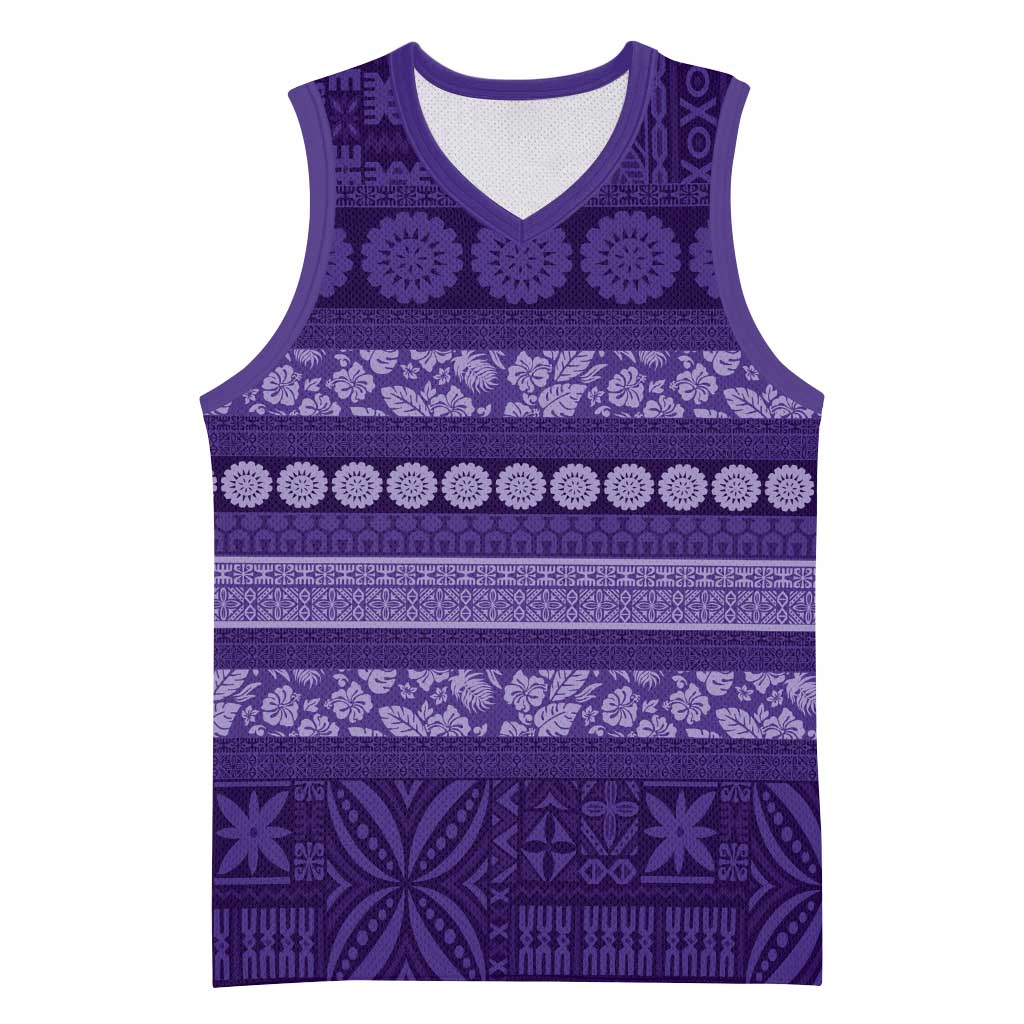 Fiji Marau na Kerisimasi Basketball Jersey Purple Tapa Masi Inspired Christmas LT9 Unisex Purple - Polynesian Pride