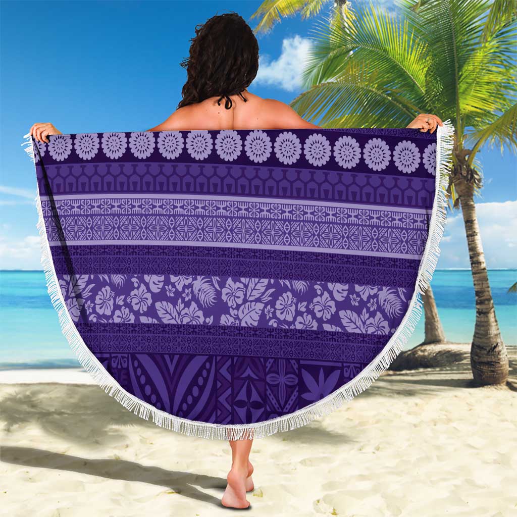 Fiji Marau na Kerisimasi Beach Blanket Purple Tapa Masi Inspired Christmas - Polynesian Pride