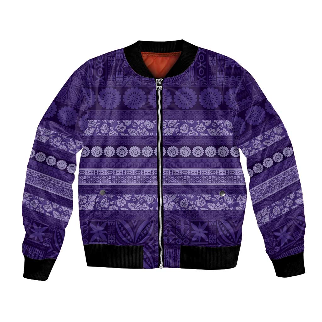 Fiji Marau na Kerisimasi Bomber Jacket Purple Tapa Masi Inspired Christmas LT9 Unisex Purple - Polynesian Pride