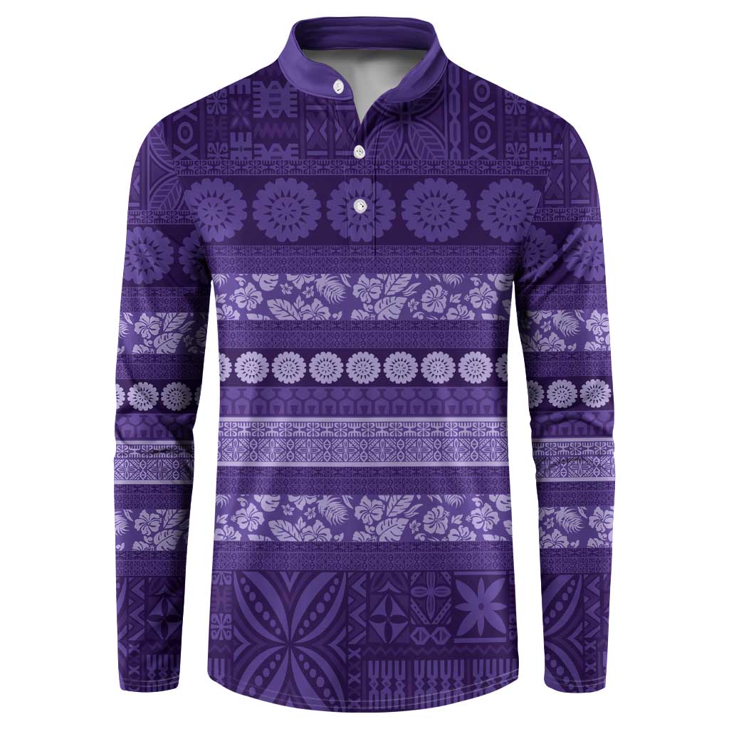 Fiji Marau na Kerisimasi Button Sweatshirt Purple Tapa Masi Inspired Christmas LT9 Purple - Polynesian Pride