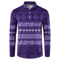 Fiji Marau na Kerisimasi Button Sweatshirt Purple Tapa Masi Inspired Christmas LT9 Purple - Polynesian Pride