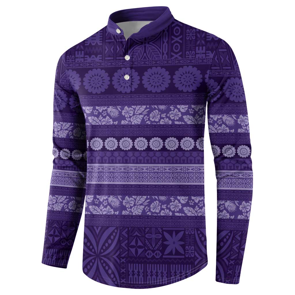 Fiji Marau na Kerisimasi Button Sweatshirt Purple Tapa Masi Inspired Christmas LT9 - Polynesian Pride
