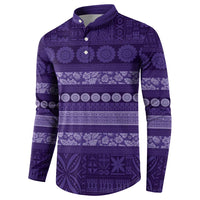 Fiji Marau na Kerisimasi Button Sweatshirt Purple Tapa Masi Inspired Christmas LT9 - Polynesian Pride