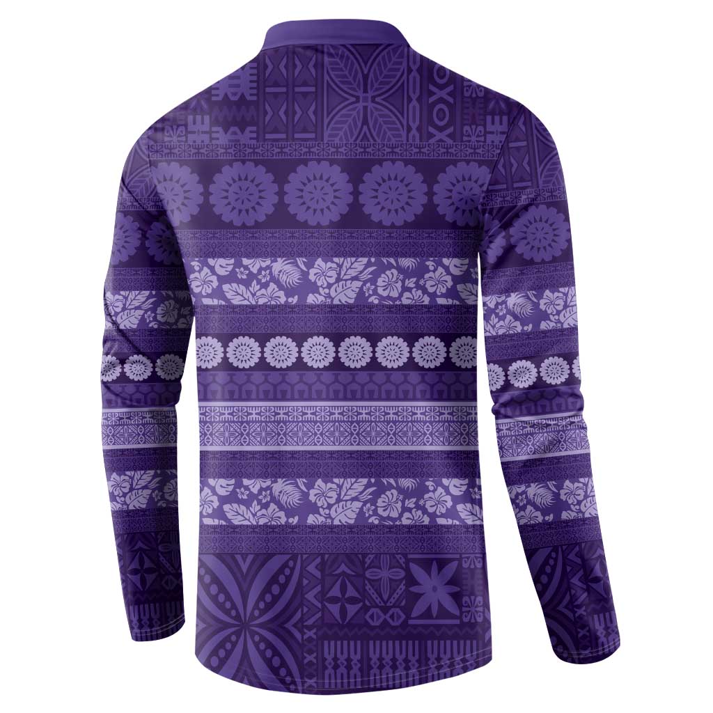Fiji Marau na Kerisimasi Button Sweatshirt Purple Tapa Masi Inspired Christmas LT9 - Polynesian Pride