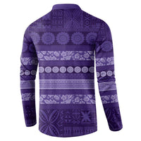 Fiji Marau na Kerisimasi Button Sweatshirt Purple Tapa Masi Inspired Christmas LT9 - Polynesian Pride