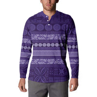 Fiji Marau na Kerisimasi Button Sweatshirt Purple Tapa Masi Inspired Christmas LT9 - Polynesian Pride