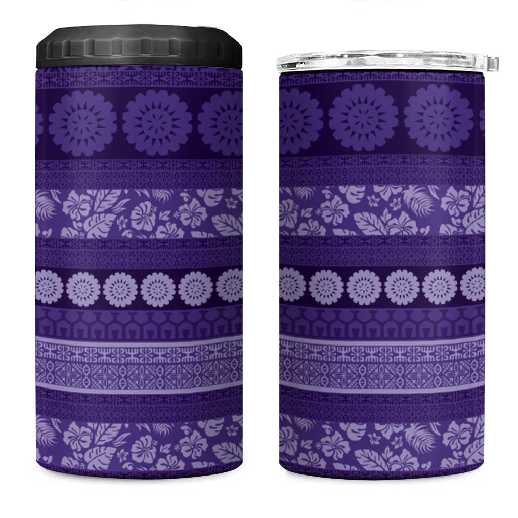 Fiji Marau na Kerisimasi 4 in 1 Can Cooler Tumbler Purple Tapa Masi Inspired Christmas - Polynesian Pride