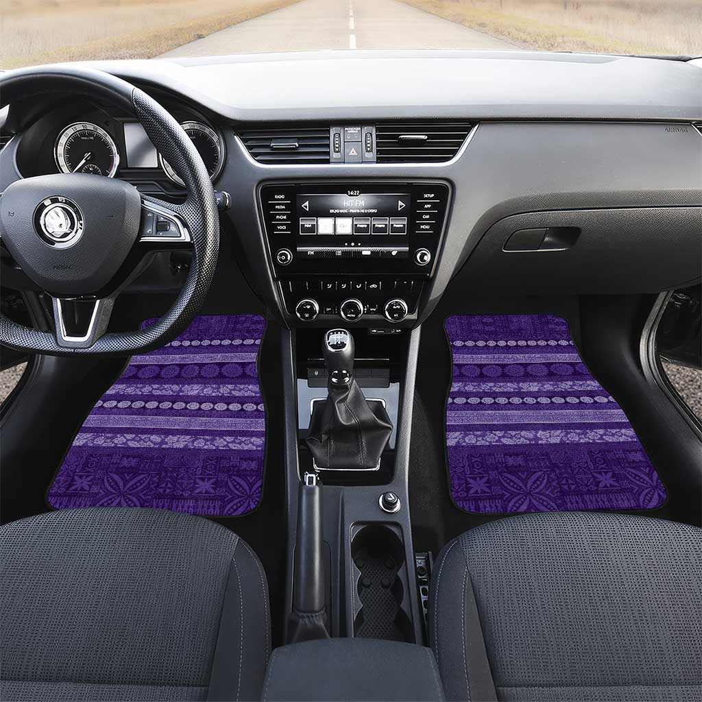 Fiji Marau na Kerisimasi Car Mats Purple Tapa Masi Inspired Christmas LT9 Set 2pcs - Front Purple - Polynesian Pride
