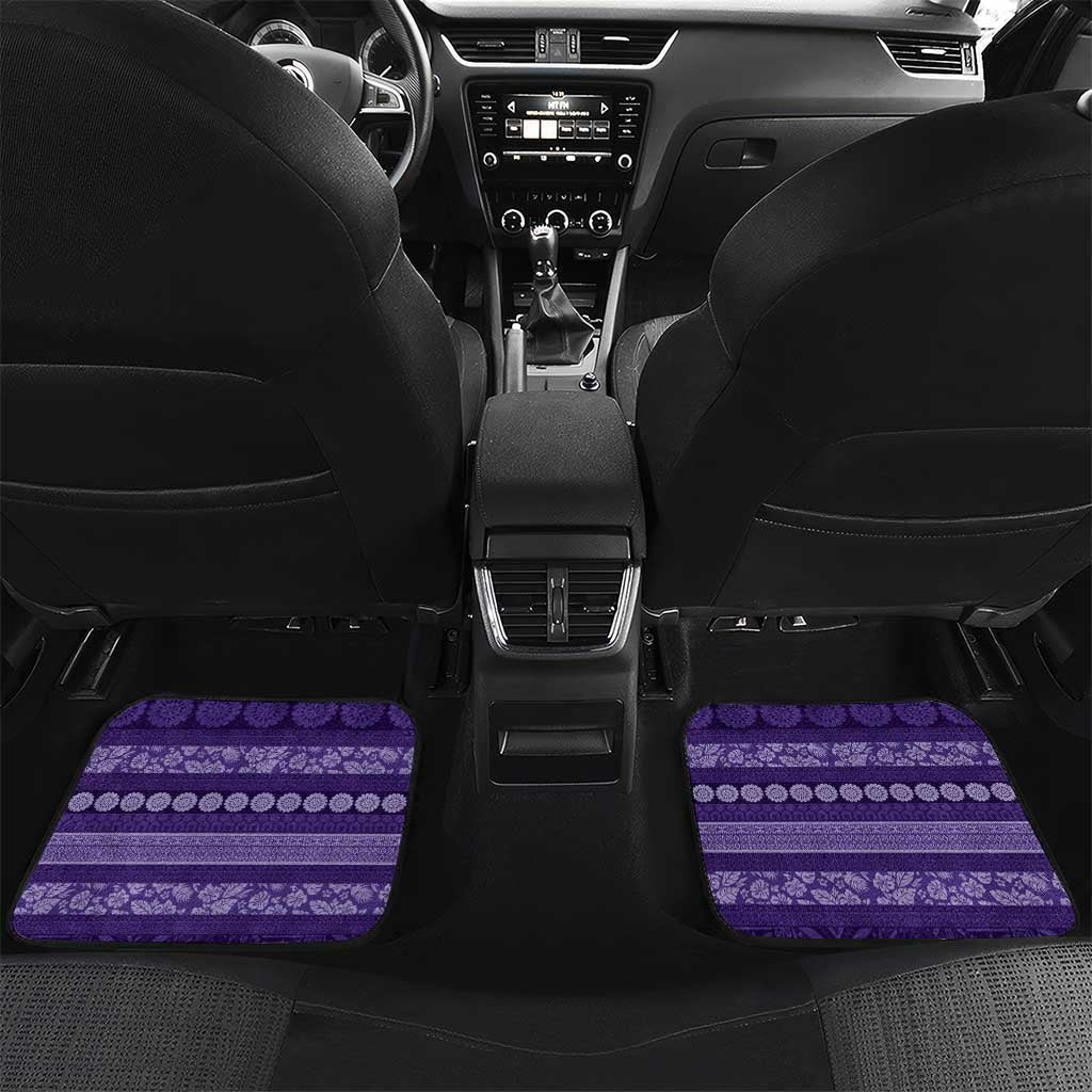 Fiji Marau na Kerisimasi Car Mats Purple Tapa Masi Inspired Christmas LT9 Set 2pcs - Back Purple - Polynesian Pride