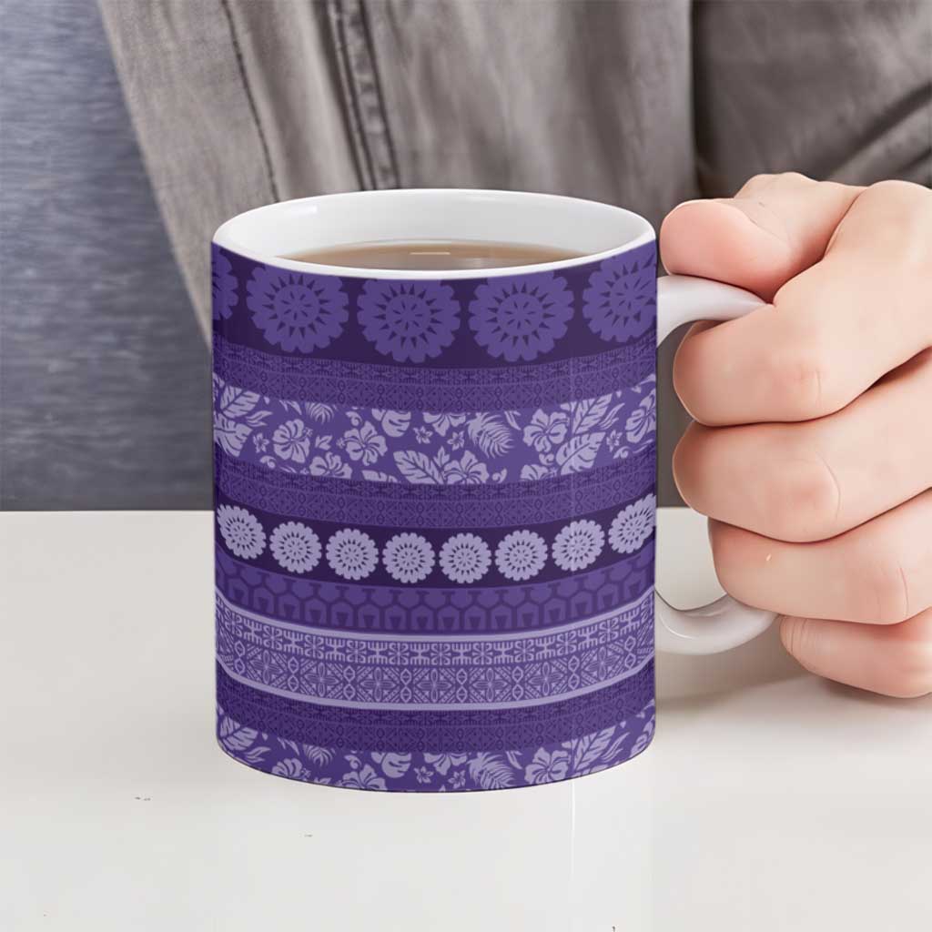 Fiji Marau na Kerisimasi Ceramic Mug Purple Tapa Masi Inspired Christmas - Polynesian Pride