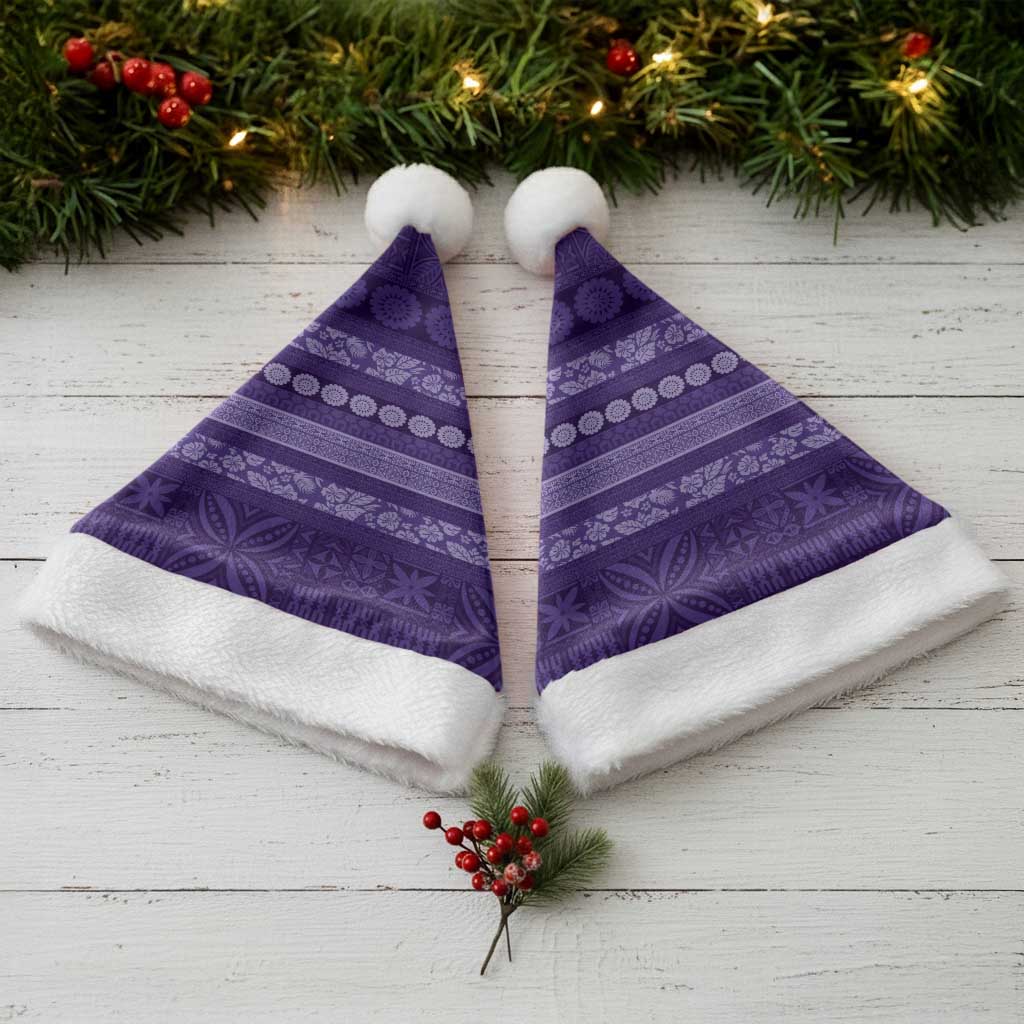 Fiji Marau na Kerisimasi Christmas Santa Hat Purple Tapa Masi Inspired Christmas - Polynesian Pride